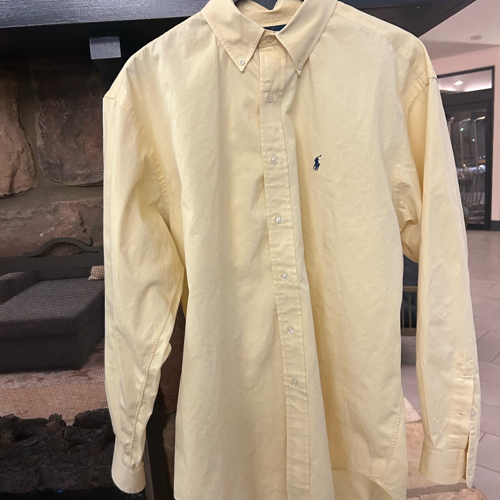 Ralph Lauren  BLAKE Men's LightYellow Dress Shirt L Seems to be a lot larger xxl
